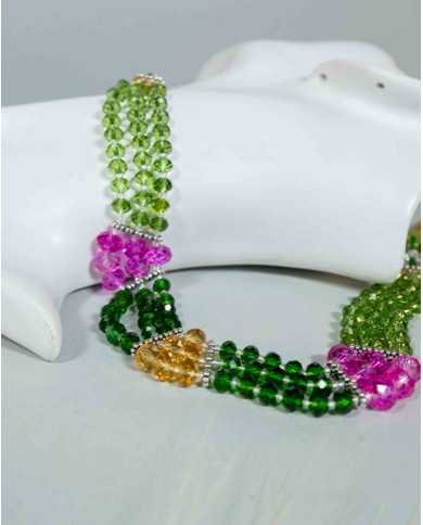 COLLAR Y ARETES YAKU VERDE CRISTALES