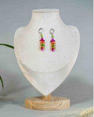 COLLAR Y ARETES NINA FUCSIA CRISTALES