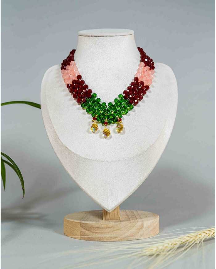 COLLAR Y ARETES NINA ROJO CRISTALES