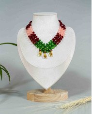 COLLAR Y ARETES NINA ROJO CRISTALES