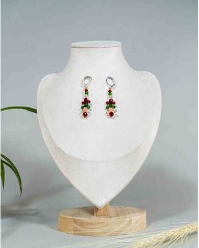 COLLAR Y ARETES NINA ROJO CRISTALES