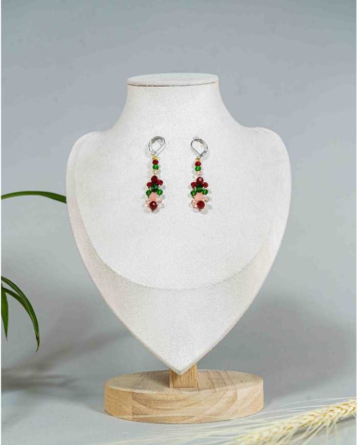 COLLAR Y ARETES NINA ROJO CRISTALES