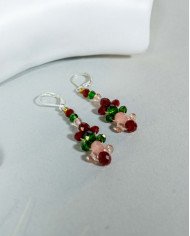 COLLAR Y ARETES NINA ROJO CRISTALES