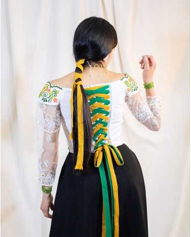 CORSET SACHA VERDE DECORADO EN PEDRERIA (S)