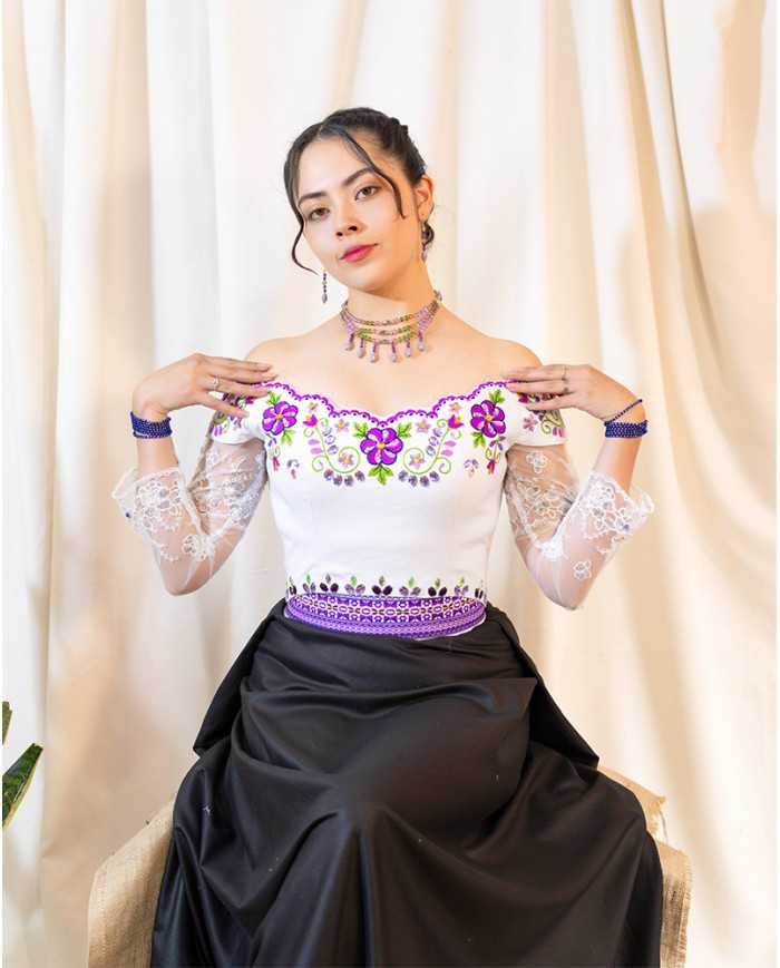 CORSET SACHA LILA DECORADO EN PEDRERIA