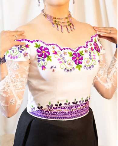 CORSET SACHA LILA DECORADO EN PEDRERIA