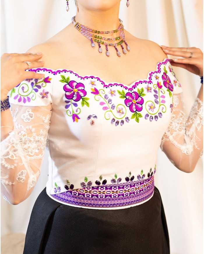 CORSET SACHA LILA DECORADO EN PEDRERIA