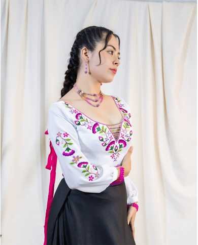 CORSET KAWSARINA ROSA DECORADO EN PEDRERIA