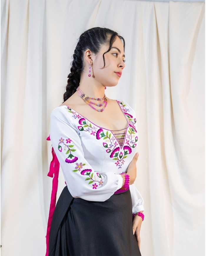 CORSET KAWSARINA ROSA DECORADO EN PEDRERIA