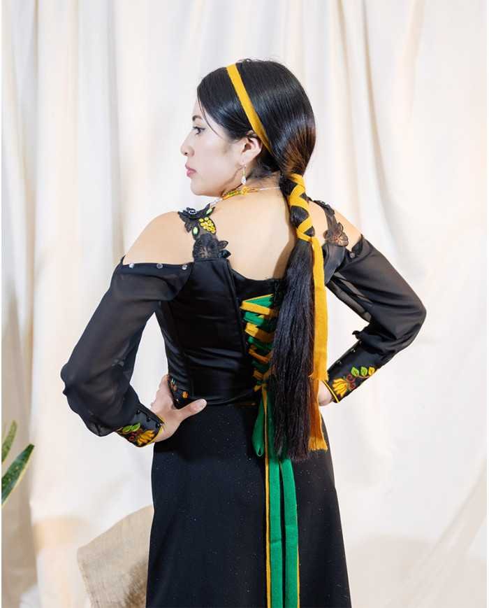CORSET INTISISA NEGRO DECORADO EN PEDRERIA (XS)
