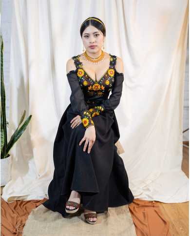 CORSET INTISISA NEGRO DECORADO EN PEDRERIA