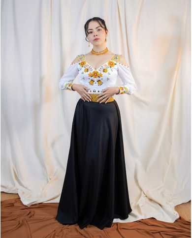 CORSET INTISISA MOSTAZA DECORADO EN PEDRERIA