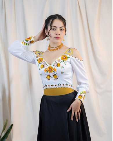 CORSET INTISISA MOSTAZA DECORADO EN PEDRERIA