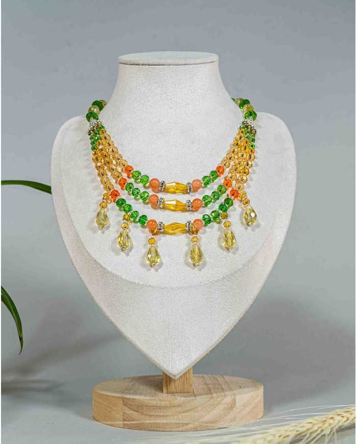 COLLAR Y ARETES SACHA VERDE CRISTALES