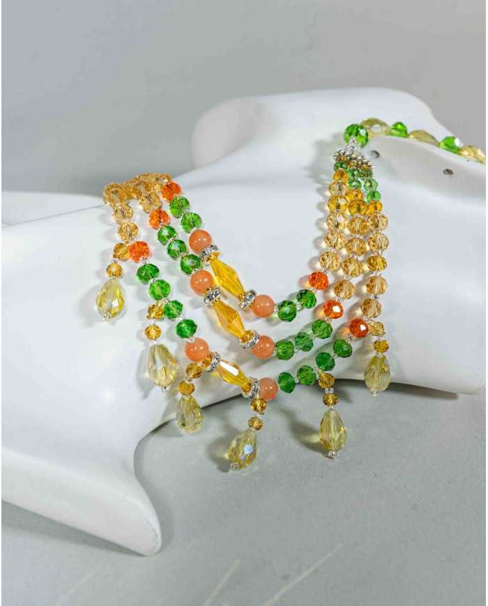 COLLAR Y ARETES SACHA VERDE CRISTALES