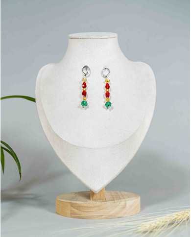 COLLAR Y ARETES KAWSARINA ROJO CRISTALES