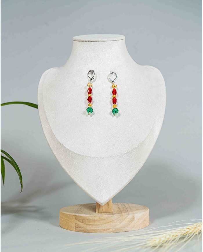 COLLAR Y ARETES KAWSARINA ROJO CRISTALES