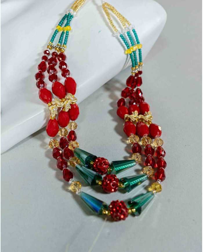 COLLAR Y ARETES KAWSARINA ROJO CRISTALES