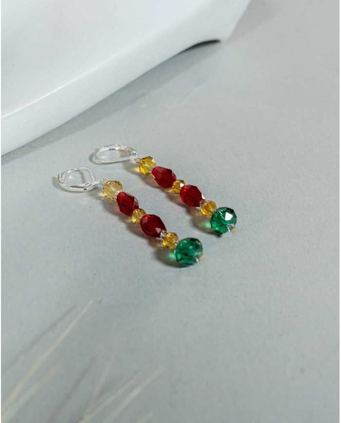 COLLAR Y ARETES KAWSARINA ROJO CRISTALES