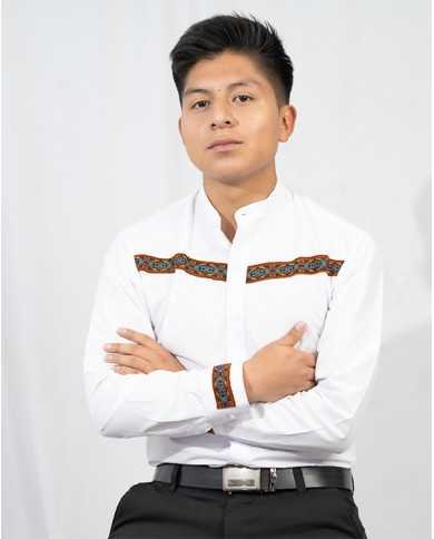 CAMISA KINKU TURQUESA CON CINTA TEJIDA (S)