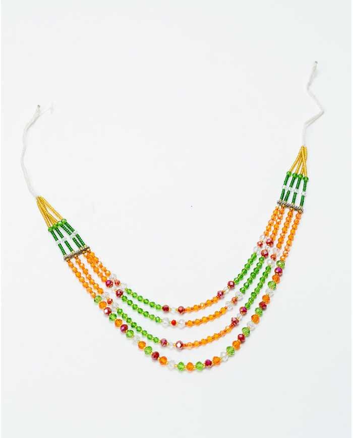COLLAR Y ARETES NARANJA CRISTALES