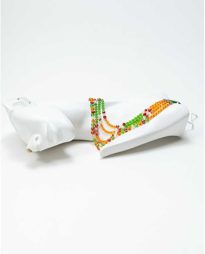 COLLAR Y ARETES NARANJA CRISTALES