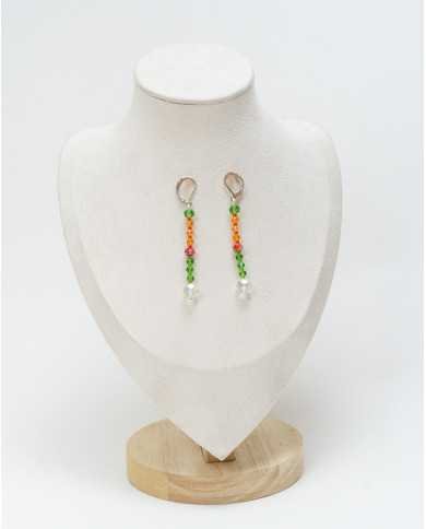 COLLAR Y ARETES NARANJA CRISTALES