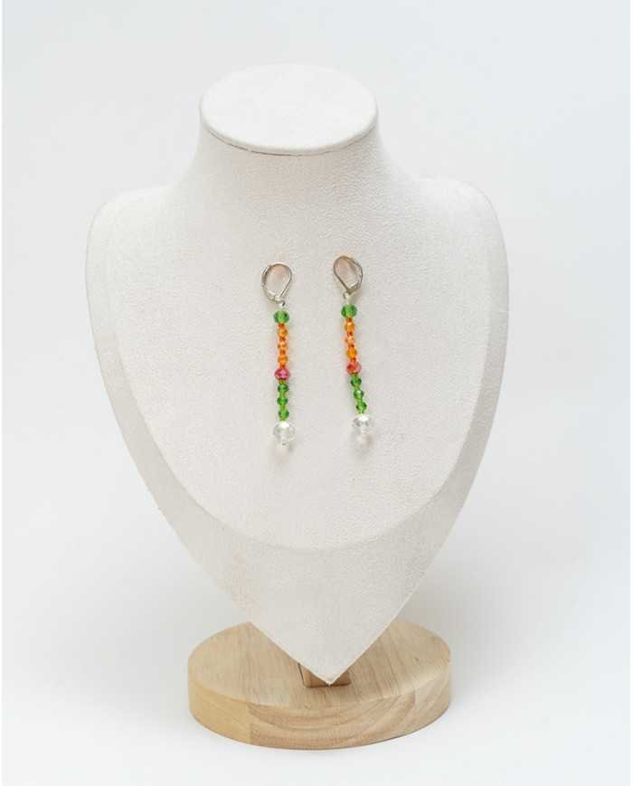 COLLAR Y ARETES NARANJA CRISTALES