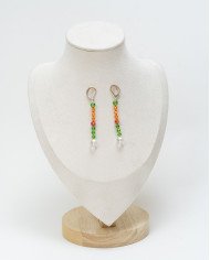 COLLAR Y ARETES NARANJA CRISTALES