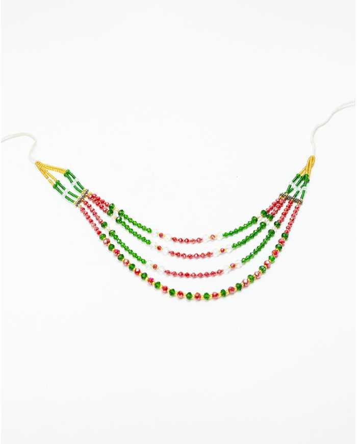 COLLAR Y ARETES VERDE ROSA CRISTALES