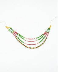 COLLAR Y ARETES VERDE ROSA CRISTALES