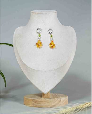 COLLAR Y ARETES INTISISA MOSTAZA CRISTALES