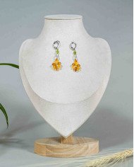 COLLAR Y ARETES INTISISA MOSTAZA CRISTALES
