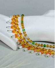 COLLAR Y ARETES INTISISA MOSTAZA CRISTALES