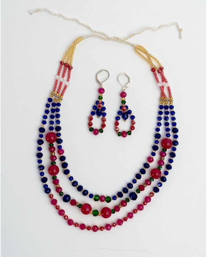COLLAR Y ARETES MUSKUY CRISTALES