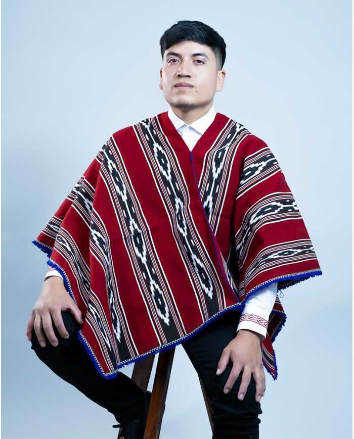 PONCHO CACHA ROJO GRANDE