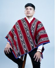 PONCHO CACHA ROJO GRANDE