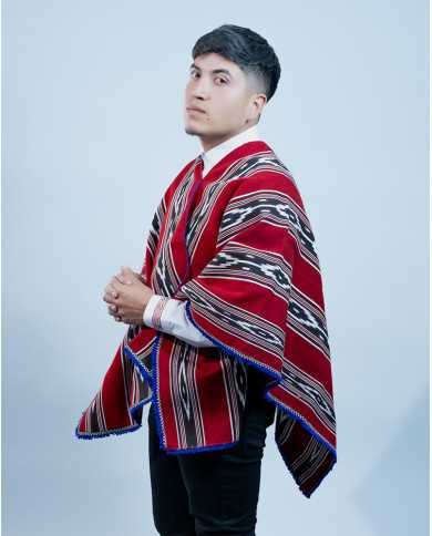 PONCHO CACHA ROJO GRANDE