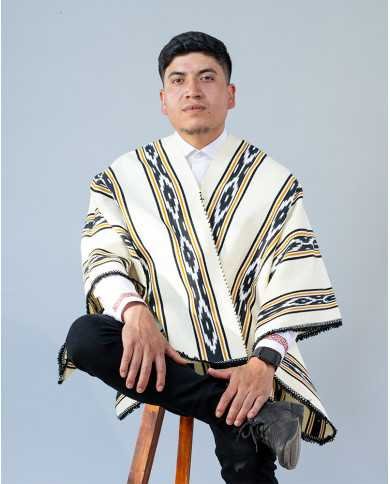 PONCHO CACHA CREMA GRANDE