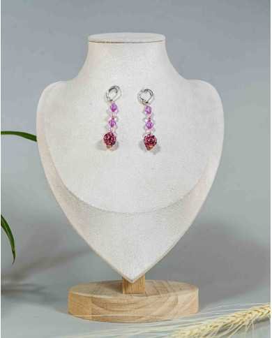 COLLAR Y ARETES KAWSARINA ROSA CRISTALES