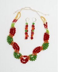COLLAR Y ARETES SINCHI ROJO CRISTALES