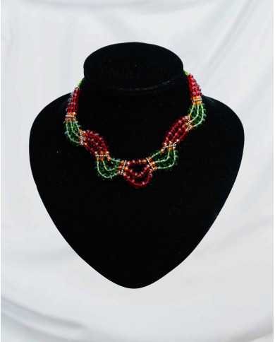 COLLAR Y ARETES SINCHI ROJO CRISTALES