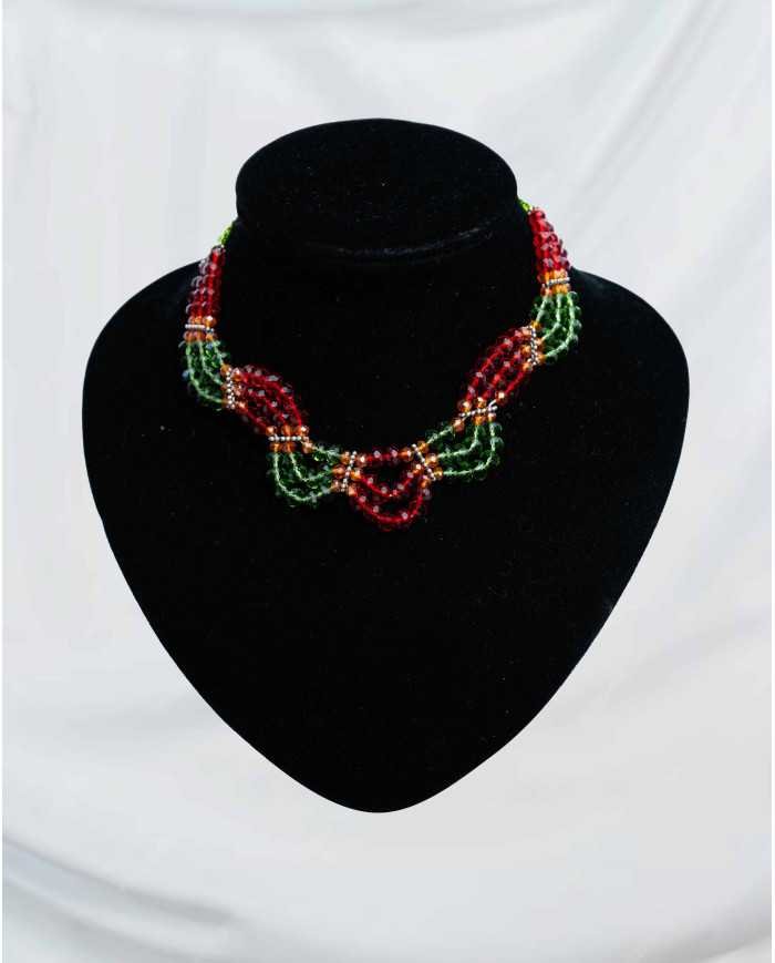 COLLAR Y ARETES SINCHI ROJO CRISTALES