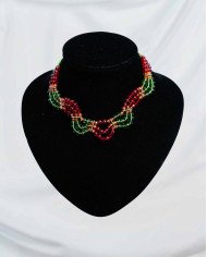 COLLAR Y ARETES SINCHI ROJO CRISTALES