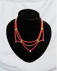 COLLAR Y ARETES PAKTAY ROSADO CRISTALES