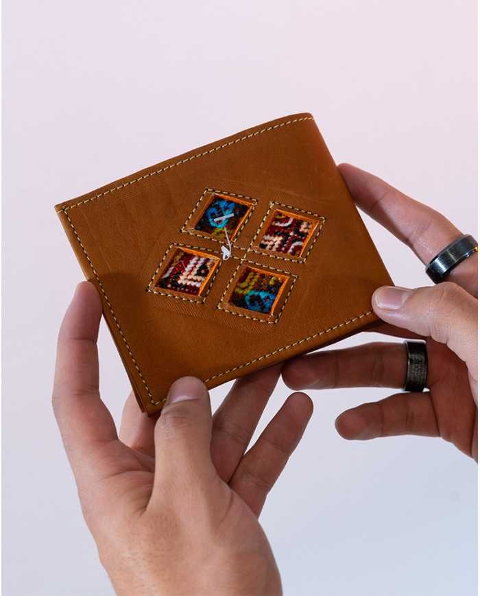 BOLSO BILLETERA CUERO MIEL HOMBRE