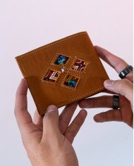 BOLSO BILLETERA CUERO MIEL HOMBRE