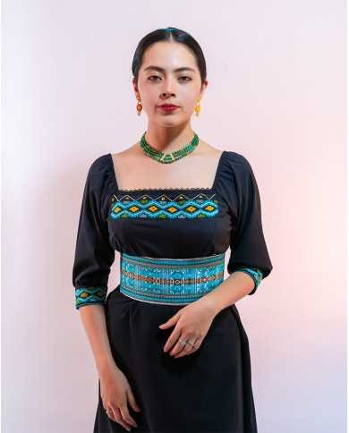 BLUSA YUYAY TURQUESA BORDADO ORLÓN