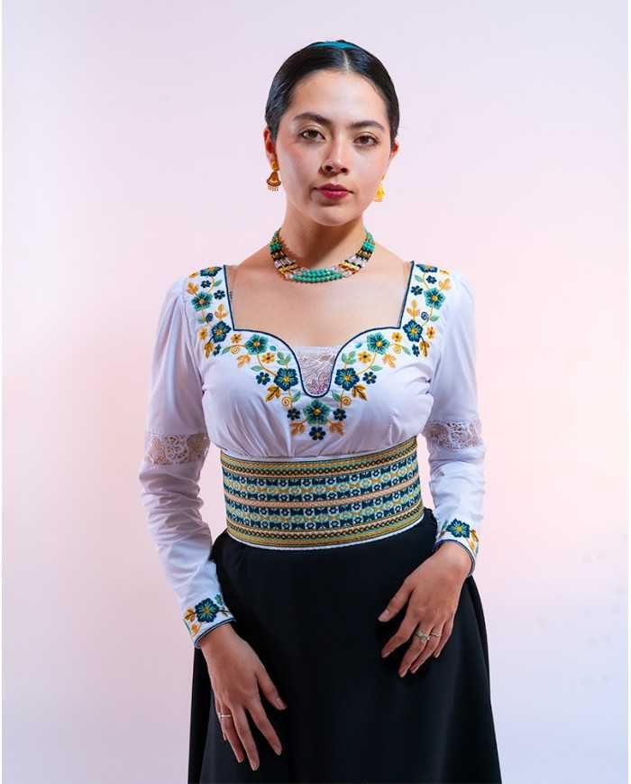 BLUSA KAMANA PETRÓLEO BORDADO ORLÓN