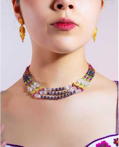 COLLAR KAMANA VINO 3 FILAS